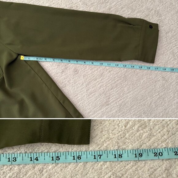 Olive Green Top Size M Button Front Long Sleeve Blouse Fall Utility Neutral - Picture 6 of 11